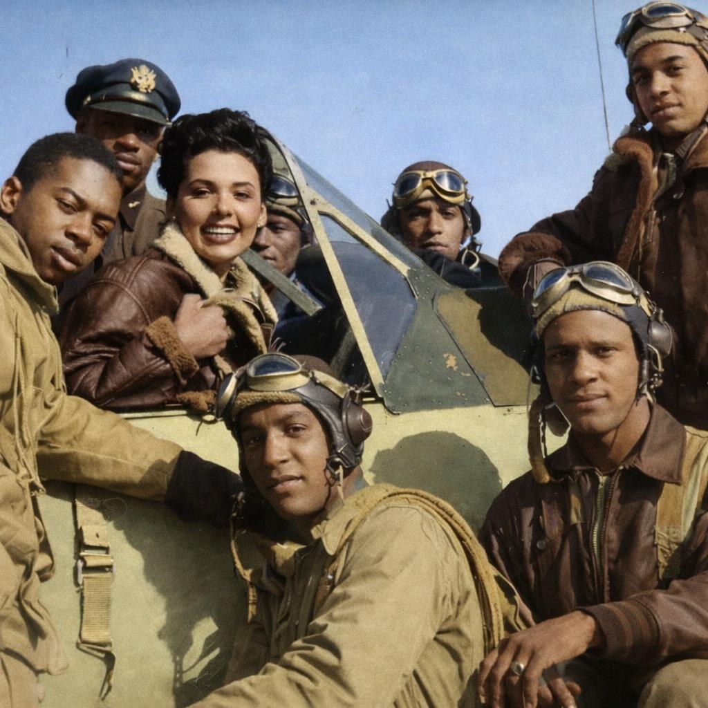 Lena Horne with airmen of the 332nd Fighter Group